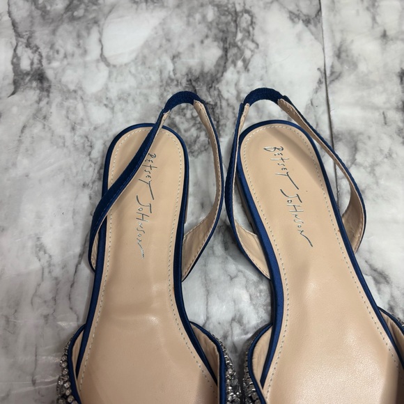 Betsey Johnson Slingback Flats with Crystal Embellishments blue size 8.5 - Picture 2 of 5